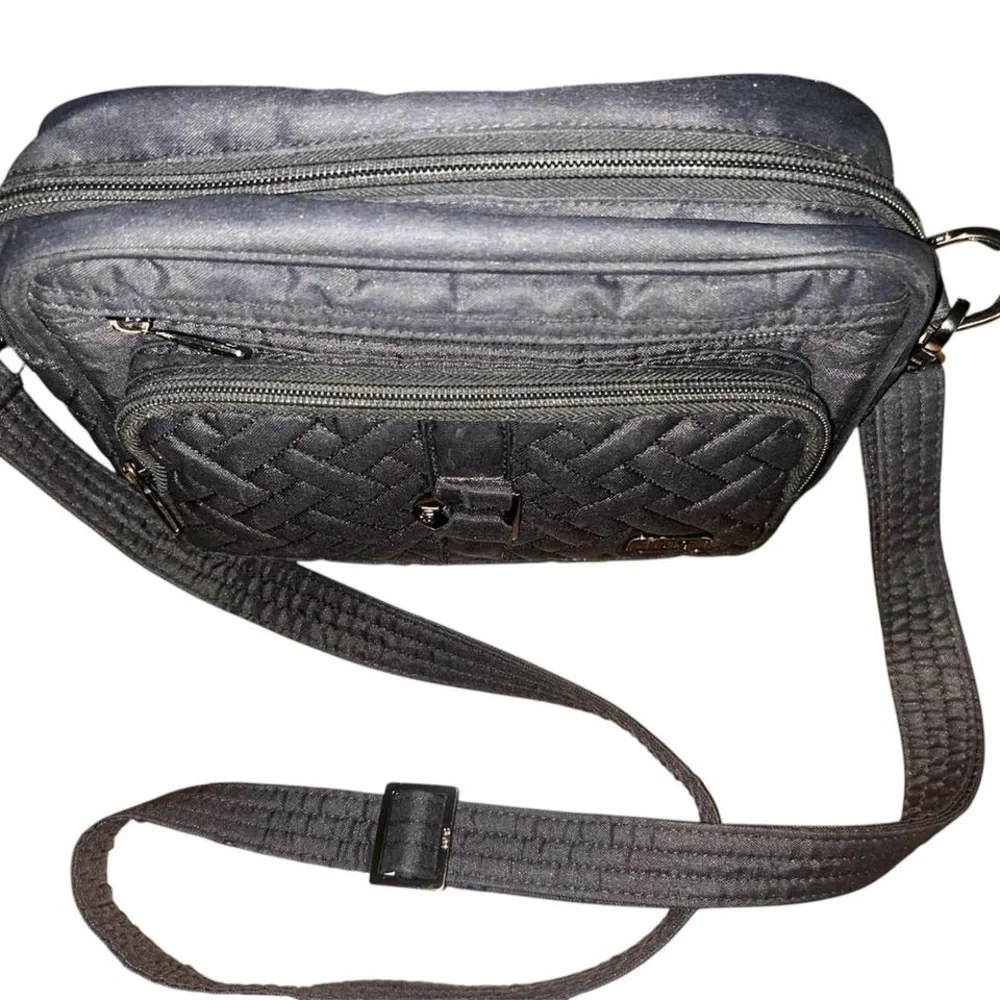 Boss Quilted Black Cosmetic Belt Bag with Front Buckle